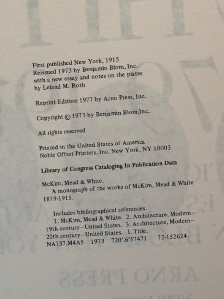 McKim Mean & White 1879-1915 copyright