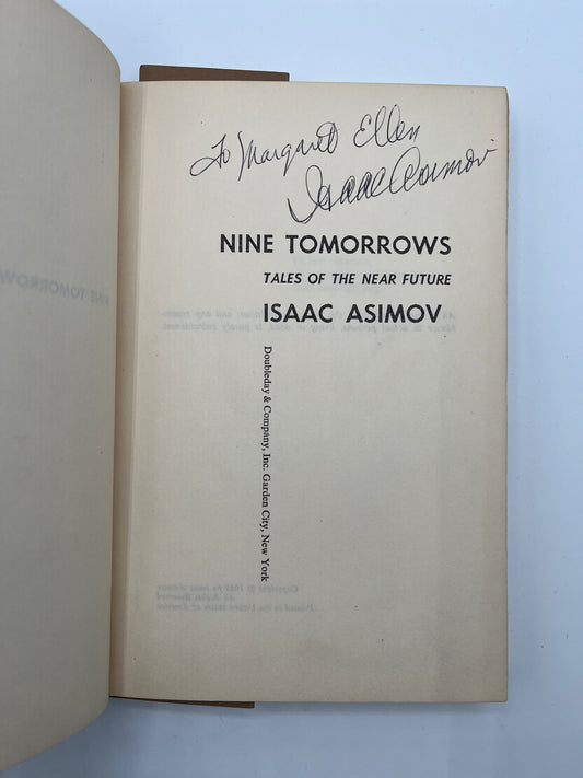 Nine Tomorrows -- Isaac Asimov BCE SIGNED