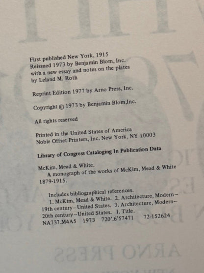 McKim Mean & White 1879-1915 copyright